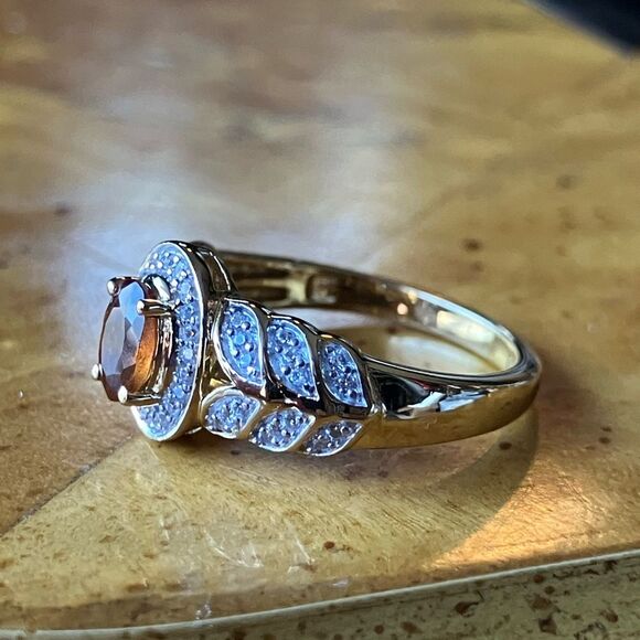 Natural Orange Garnet Sterling Silver Ring Size 6 - Picture 8 of 9